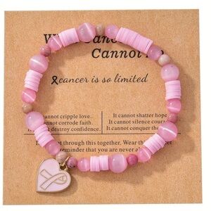Inspirational breast cancer bracelet with charm
